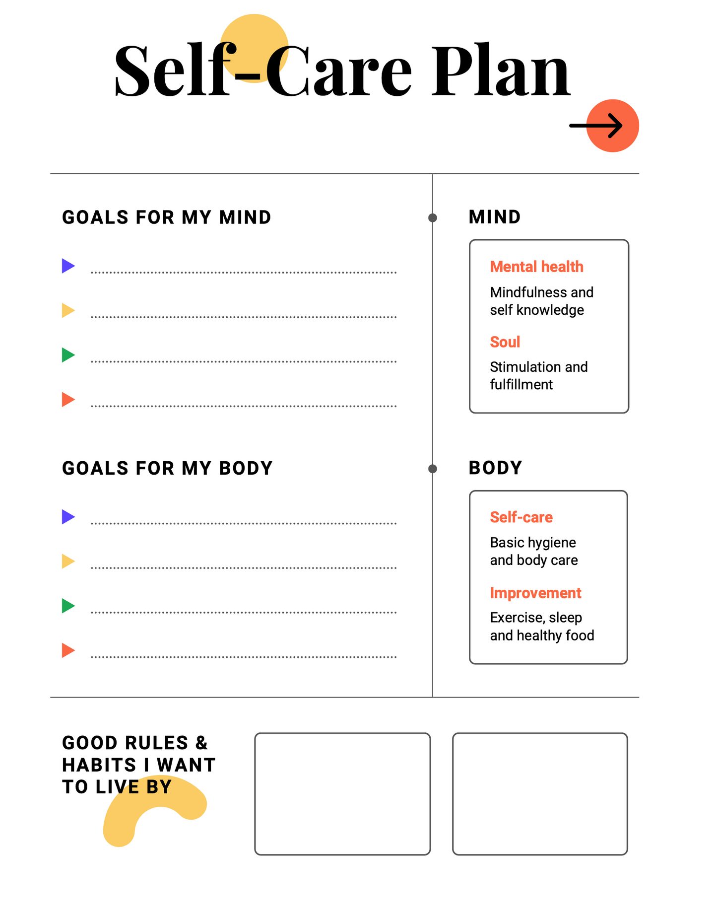 Self Care & Wellness Planner