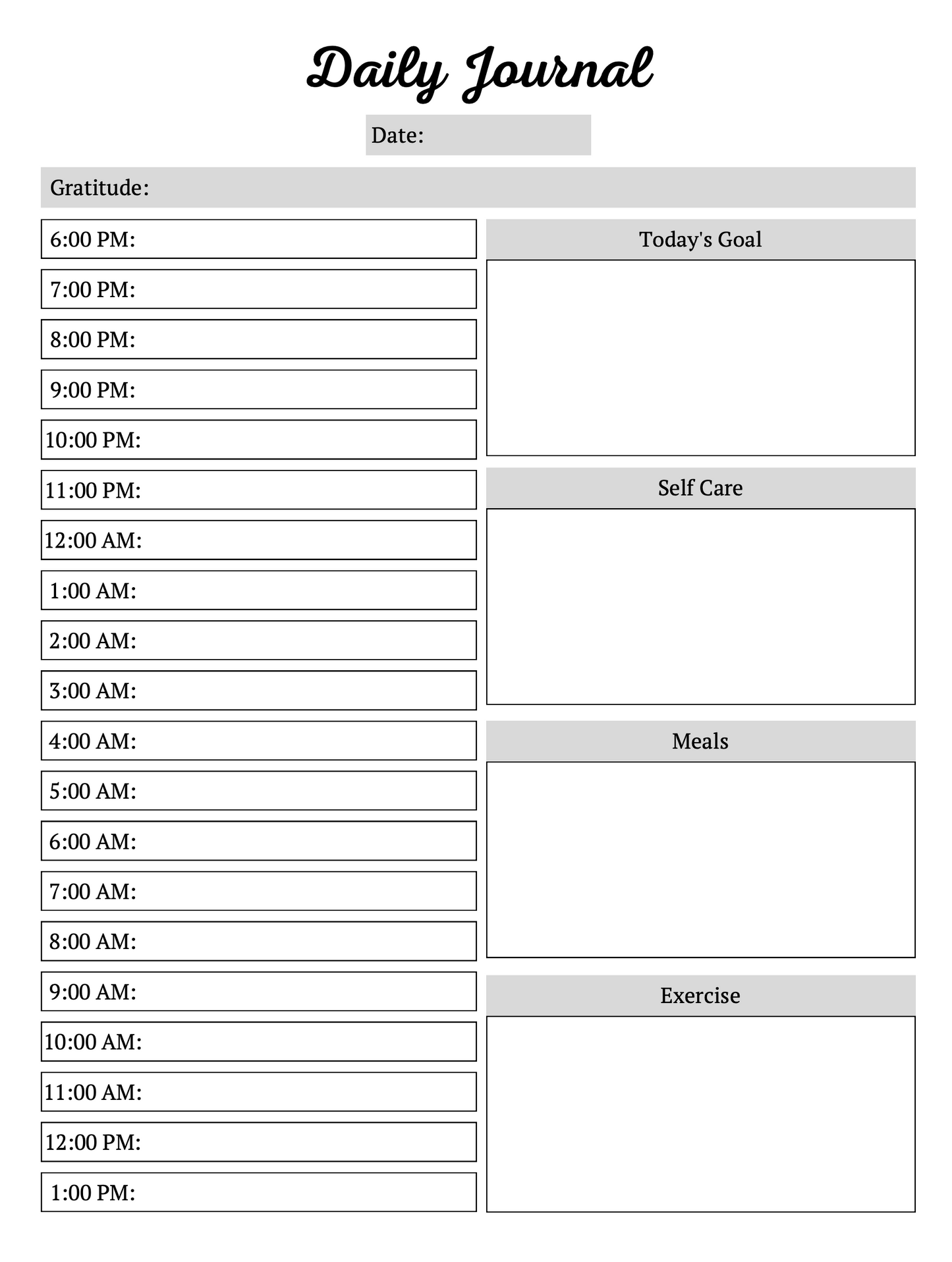 Self Care Planner