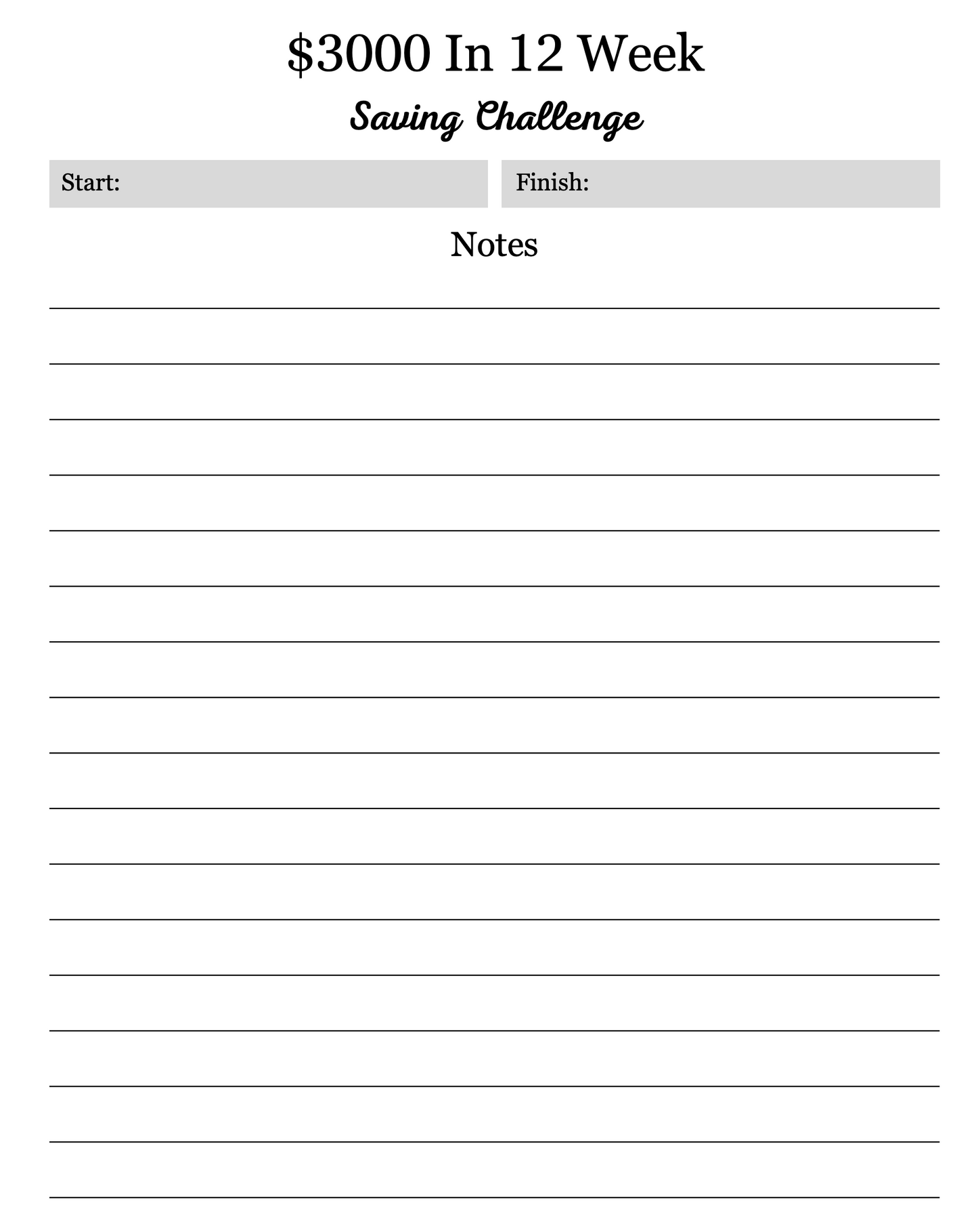 12 Weeks Saving Challenge