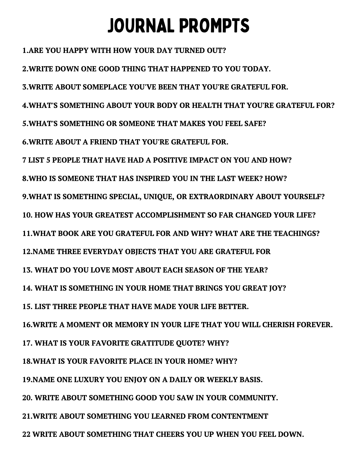 120 Gratitude Journal Prompts