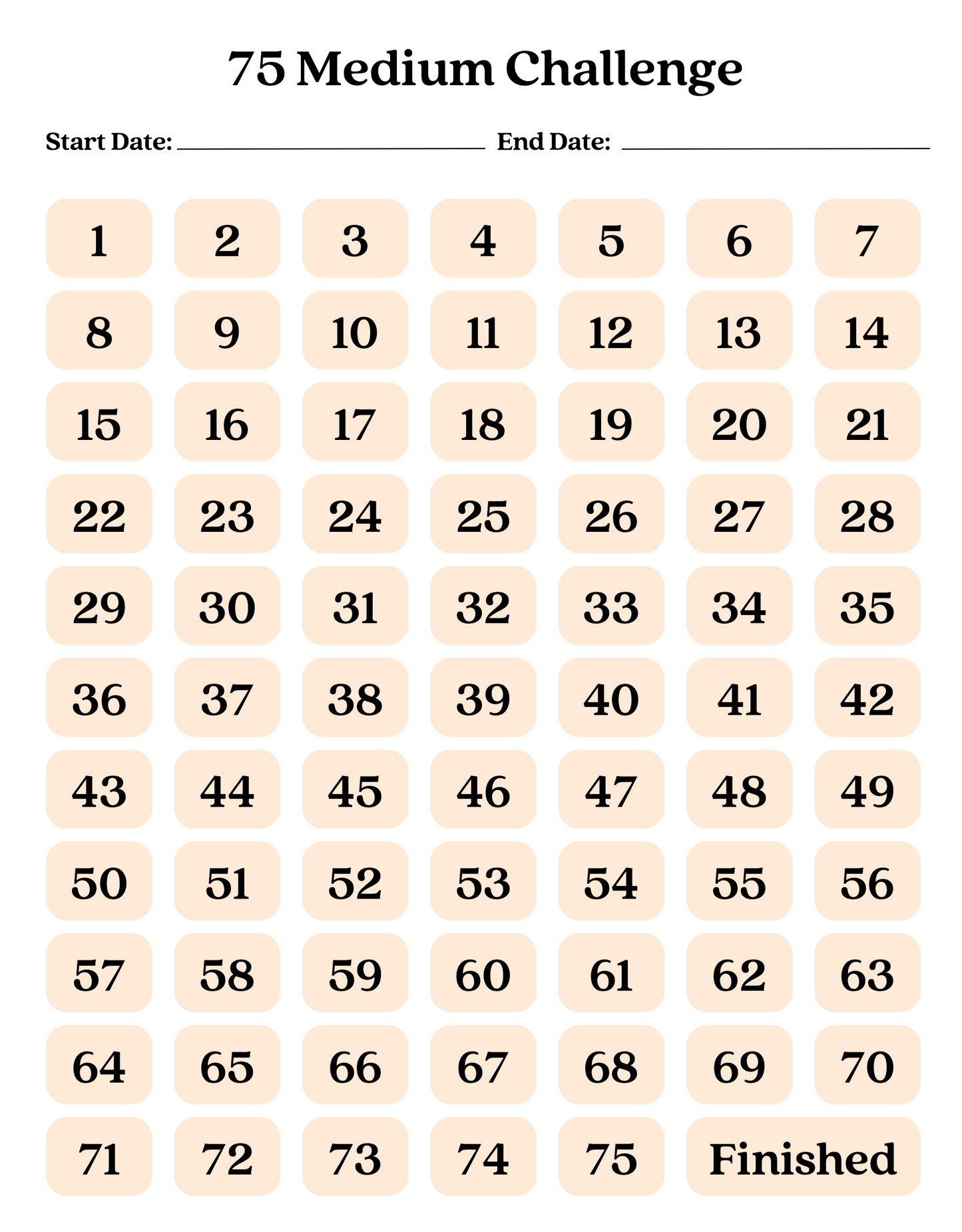 75 Medium Challenge Tracker