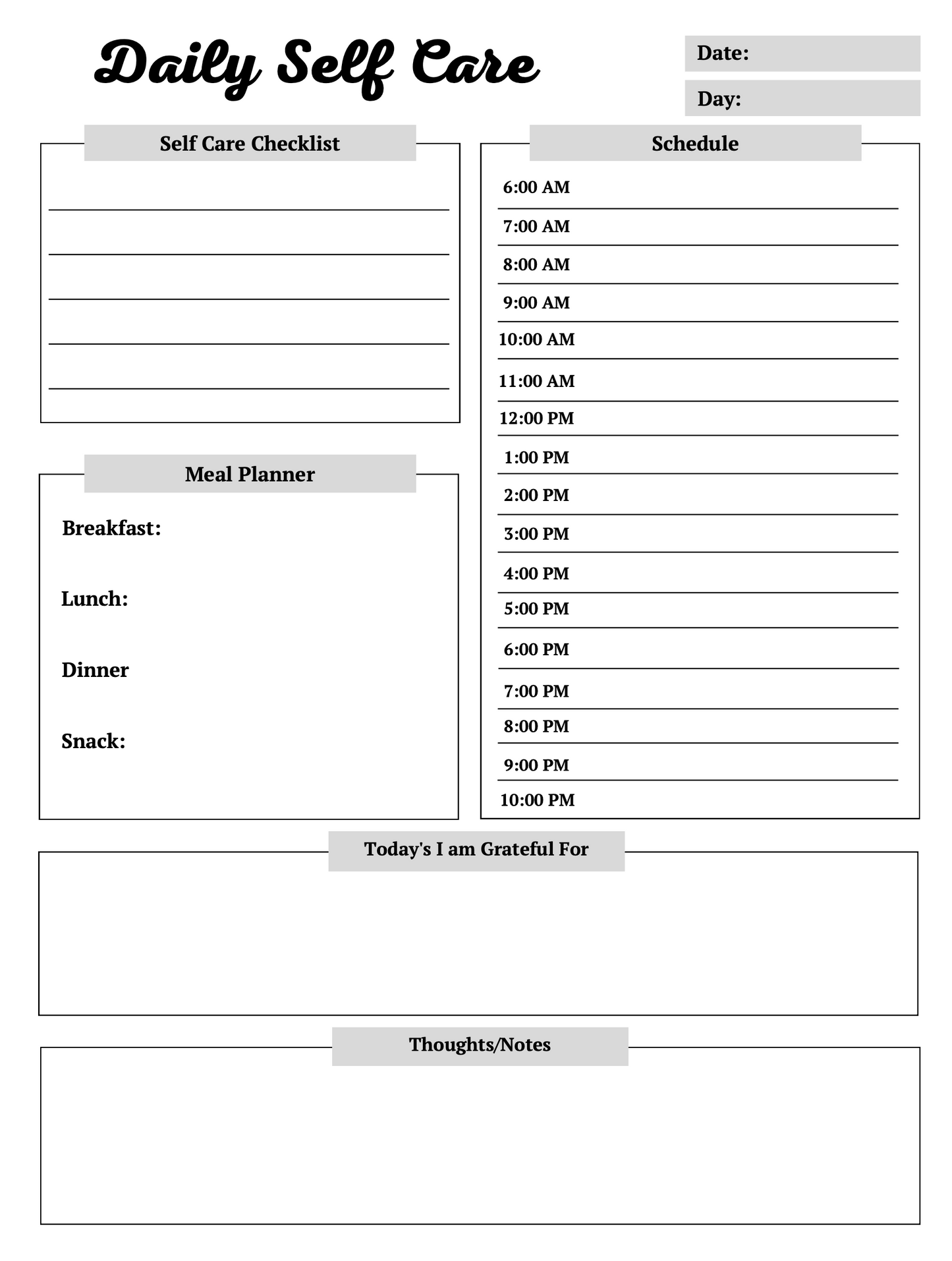 Health & Self Care Planner