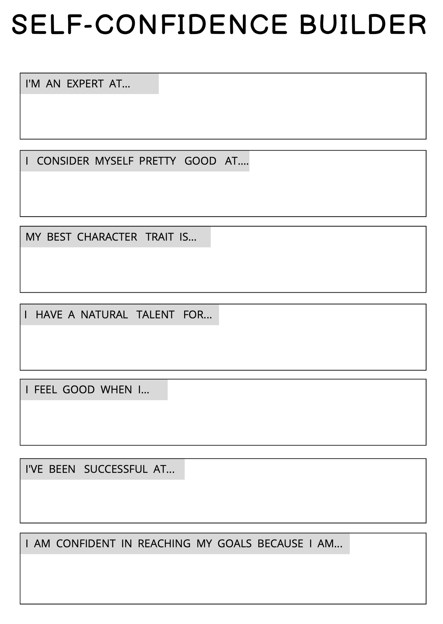 Self Confidence Planner