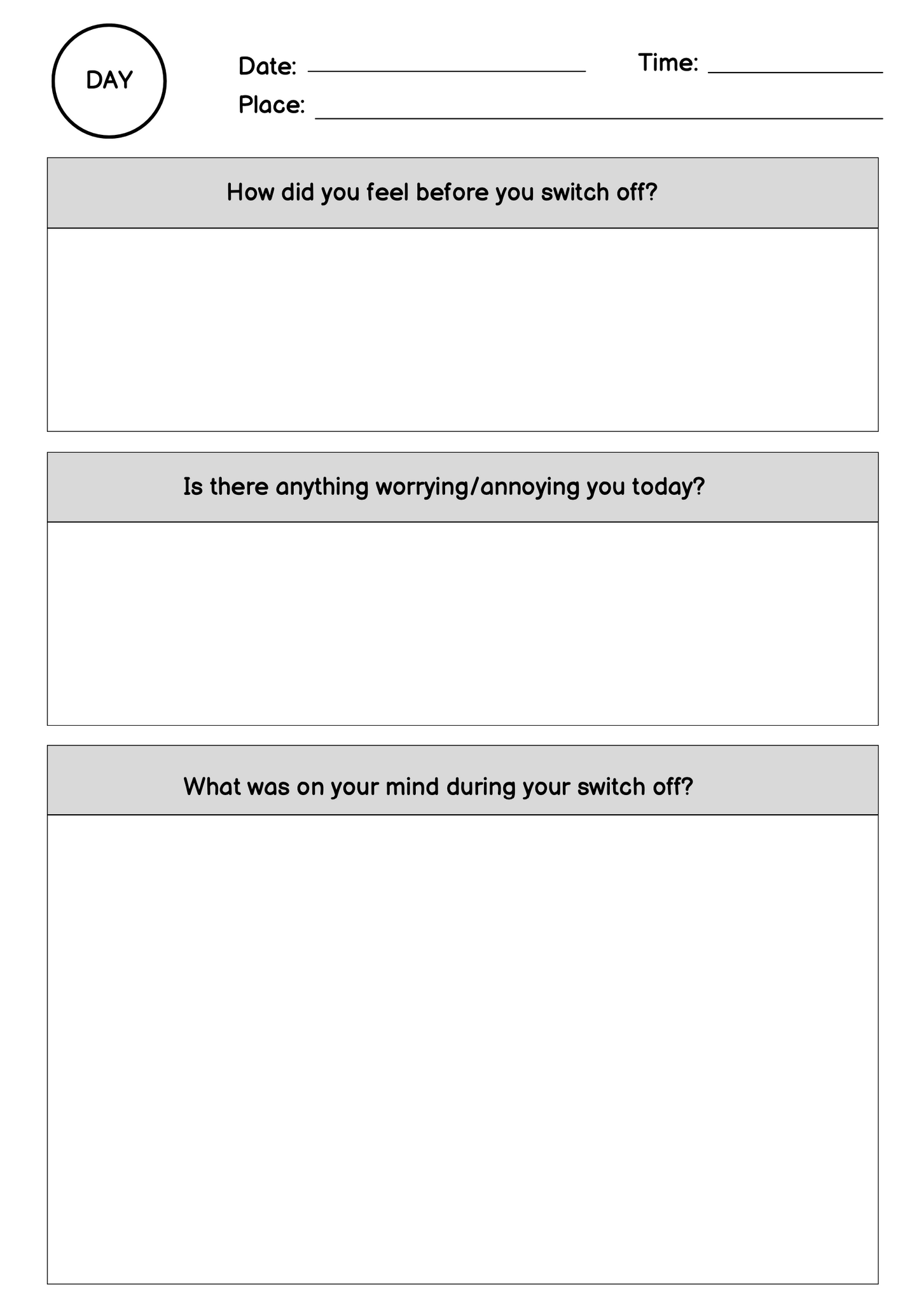 Switch Off Journal