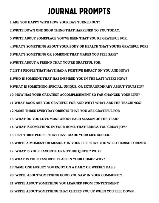 120 Gratitude Journal Prompts
